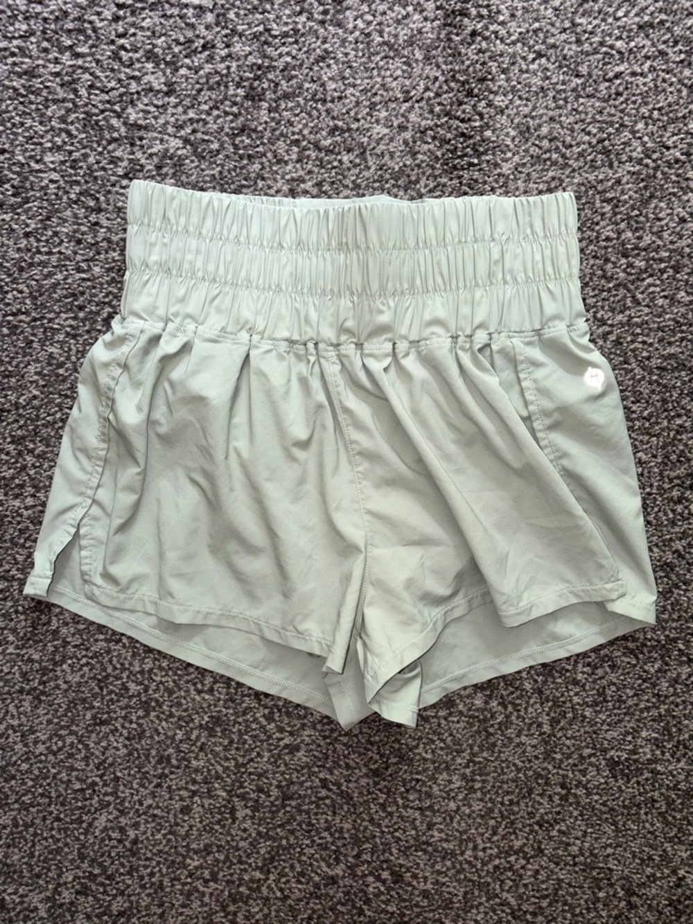 POPFLEX Active High-Waist Athletic Sprint Shorts Light Green Size Medium